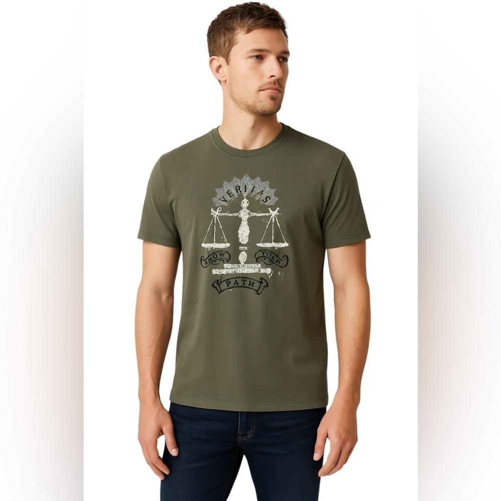 Express Graphic Tee Gray Scales of Justice Balance Print T-Shirt Size Small
